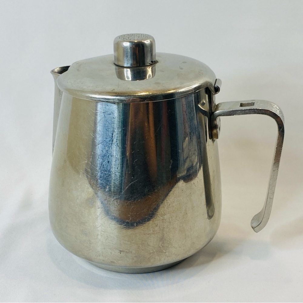 Vintage 60s TWA Trans World Airline Stainless Steel Korea Covered Coffee/Tea Pot